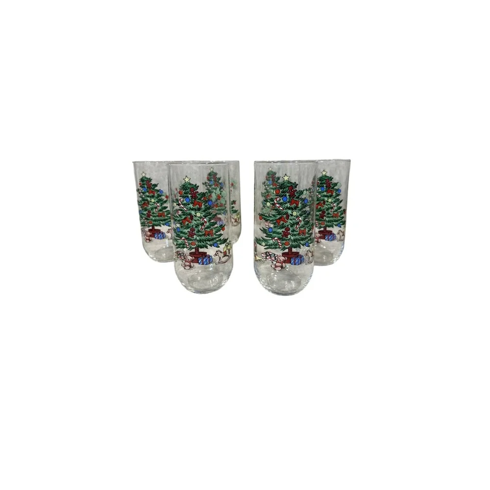 Christmas Tree Tumbler Glasses Set of 12‎ Holiday Frosted Glassware